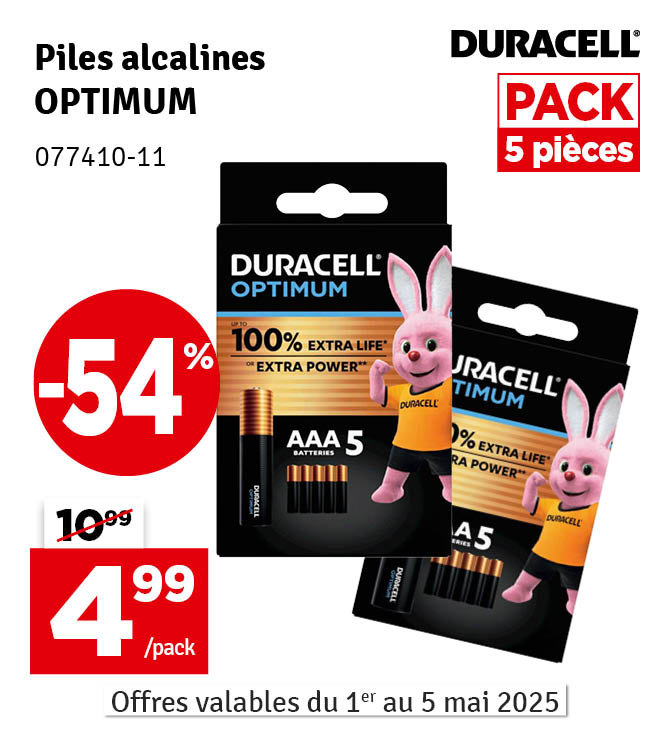 Piles alcaline Optimum DURACELL